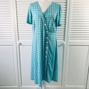 AMBRIA Aqua V-Neck Button Up Dress Size 8